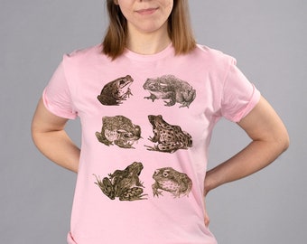 Vintage Frogs Unisex T-shirt, Cute Vintage Nature Graphic