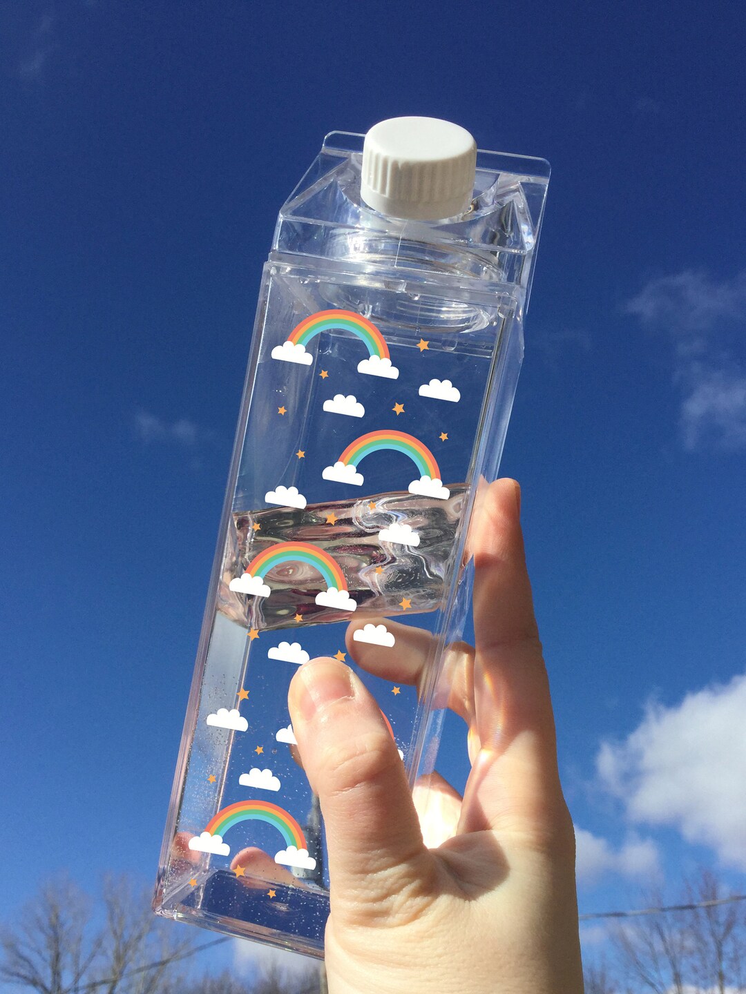 Rainbow Pattern Milk Carton Water Bottle, Cute Milk Carton, Fun Water Bottle, Rainbow Water