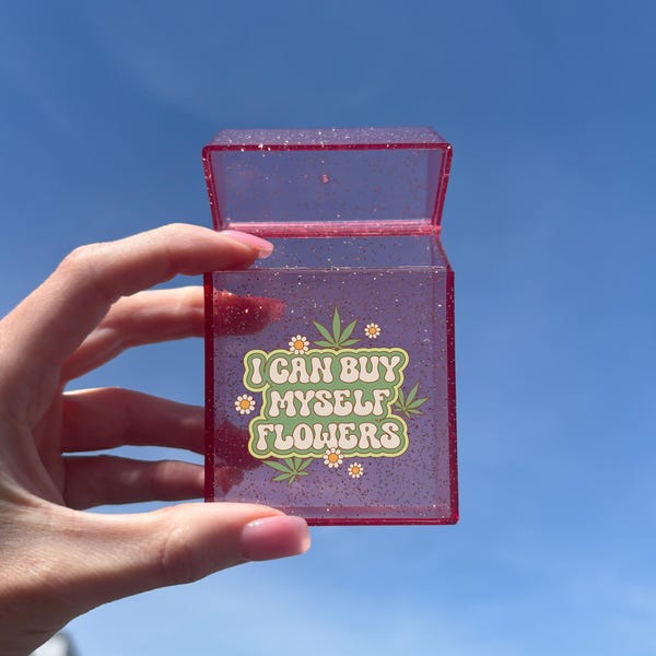 I Can Buy Myself Flowers Glitter Cigarette Case