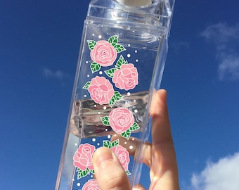 Rose Pattern Milk Carton Water Bottle, Cute Milk Carton, Fun Water Bottle, Floral Water Bottle, Retro Water Bottle