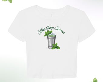 Mint Julep Summer Micro Rib Baby Tee, Retro Cocktail Shirt