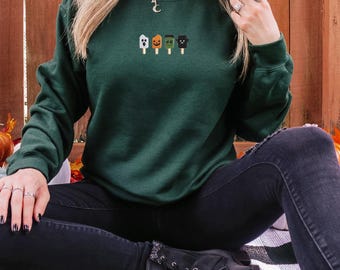 Spooky Popsicles Embroidered Crewneck Sweatshirt, Summerween Halloween Apparel