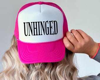 Unhinged Mesh Back Trucker Hat, Edgy Gen Z Humor Graphic Hat