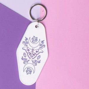 Lunar Moth Motel Keychain, Cute Retro style Moth Ombre Keychain Gift