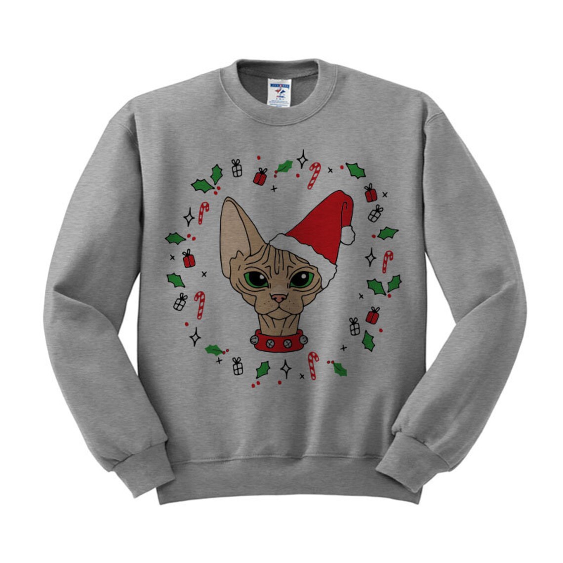 Sphynx Cat Christmas Crewneck Sweatshirt Ugly Christmas Etsy