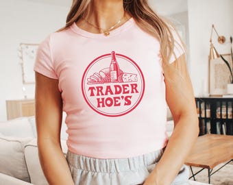Trader Hoe's Micro Rib Baby Tee, Trendy Funny Graphic T-Shirt