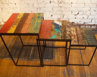 nest of tables | reclaimed teak