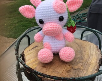 amigurumi strawberry cow stuff animal minicowtoy