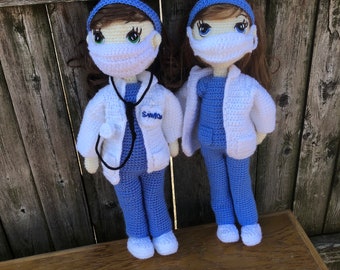 Amigurumi doll nurse Crochet dolls custome nurses or doctors made to order doll