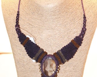 Macrame Necklace Pendant Handmade Jewelry fancy jasper stone Bohemian Macrame Jewelry Boho Necklace Bohemian hoop necklace necklace