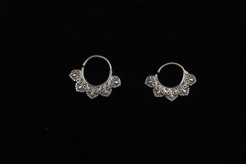 Boho Jewelry Septum pierced nose bohemian septum ring sterling silver jewelry dainty nose ring tribal silver jewelry For pierced nose
