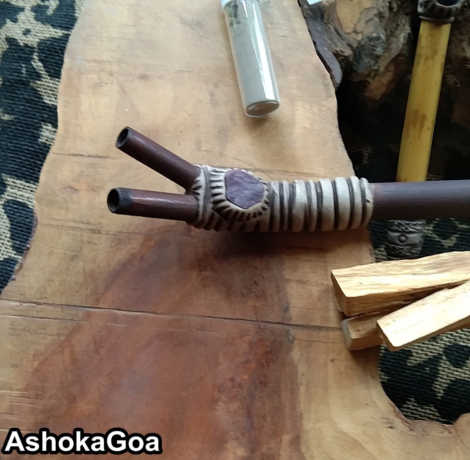 Double Tepi kuripe pipe Tepi shamanic snuff applicator pipe Etsy