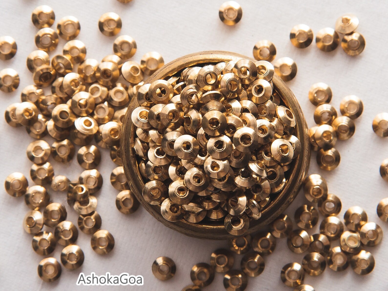 Brass Saucer Beads Ethnic Metal Beads Metal Spacer Beads Boho Etsy