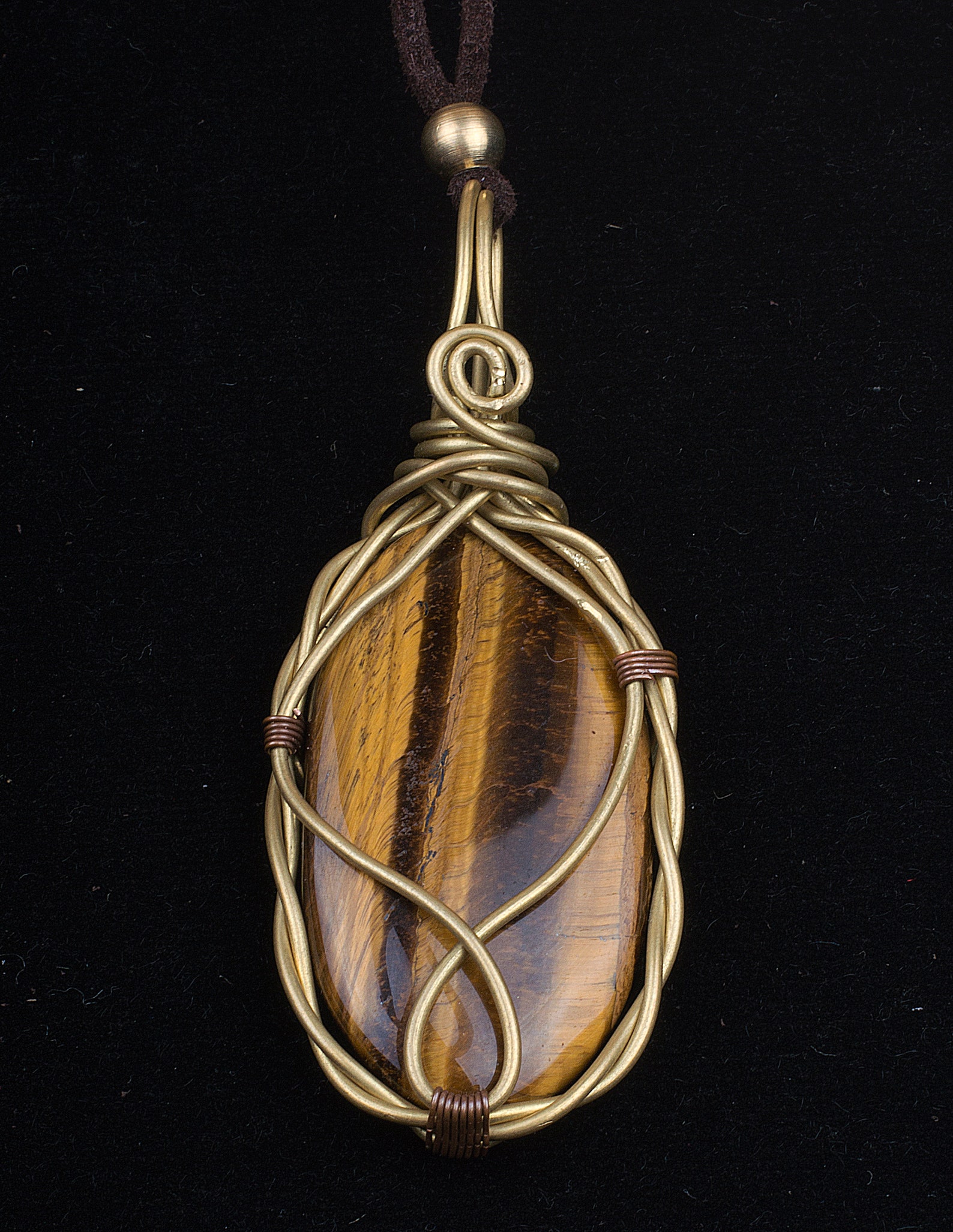 Tiger Eye Stone Necklace Handmade Wire Wrapped Jewelry Tiger Etsy