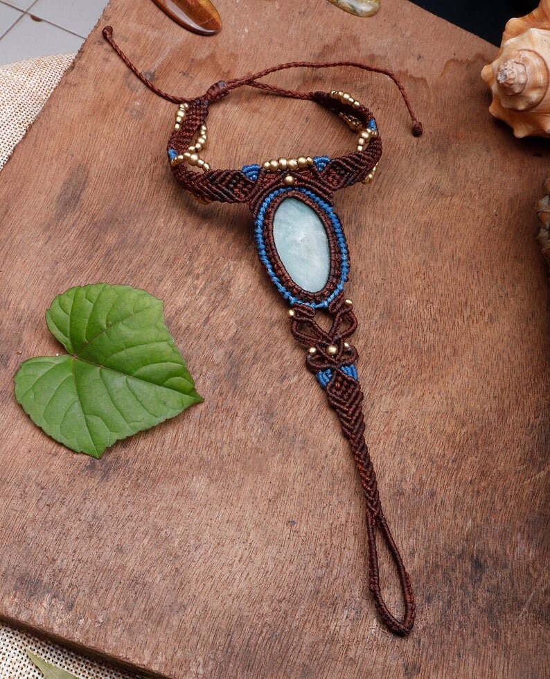 Anklet Healing Stone Spiritual Accessories Anklets Macrame Etsy