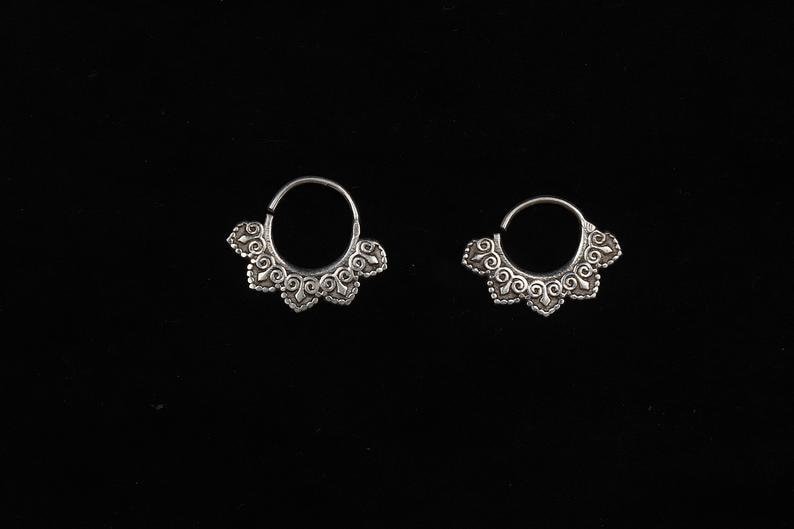 Boho Jewelry Septum pierced nose bohemian septum ring sterling silver jewelry dainty nose ring tribal silver jewelry For pierced nose