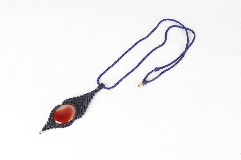 Macrame Red jasper stone Necklace Pendant Handmade Jewelry Bohemian Macrame Necklace Macrame Jewelry Boho Necklace Bohemian