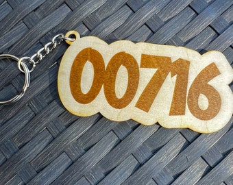 Personalized Wooden Zip Code Keychains