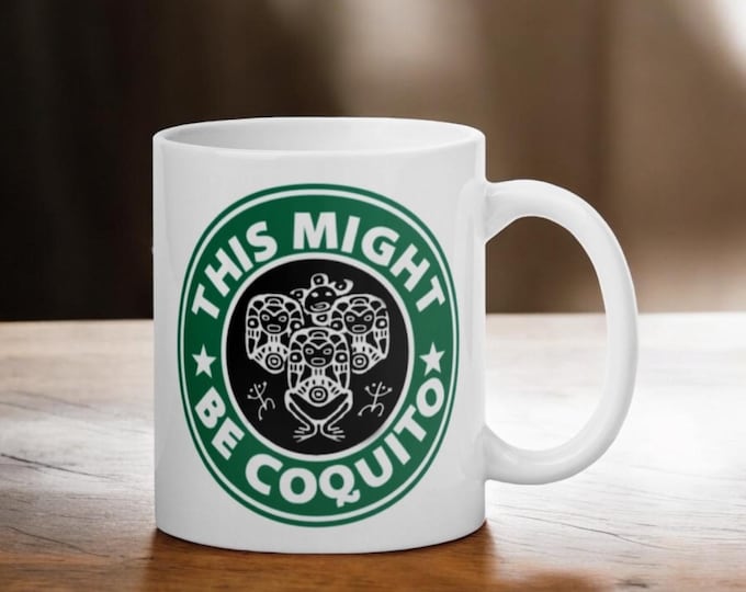 This Might be Coquito White Glossy Mug Taino Symbol Puerto Rico Themed Mug Funny Boricua Mug Doninican Cafecito Gift Mug for Boricua Art