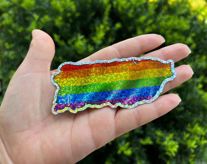 Glitter Pride Puerto Rico flag stickers