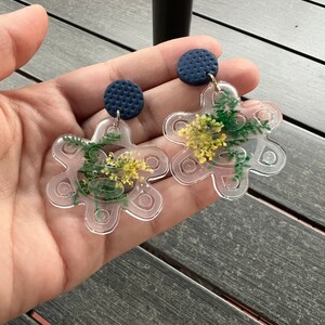 Resin Pressed flower Taino Earrings