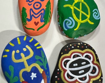 Taino Glyph Painted Rocks