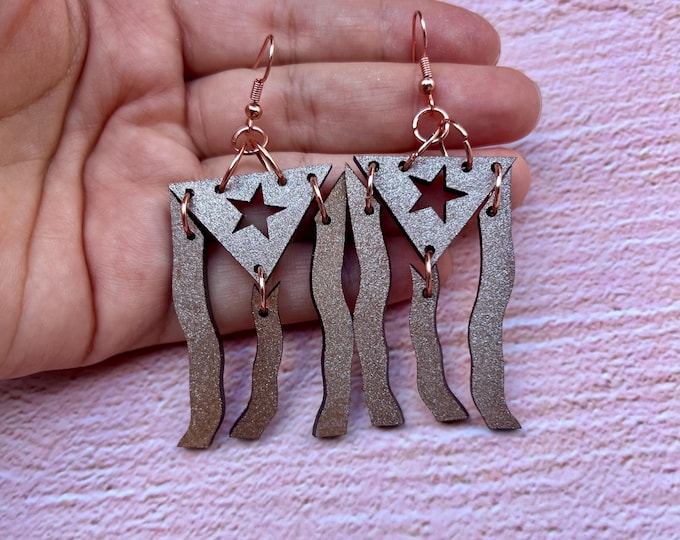 Puerto Rico Flag Earrings-Metallic