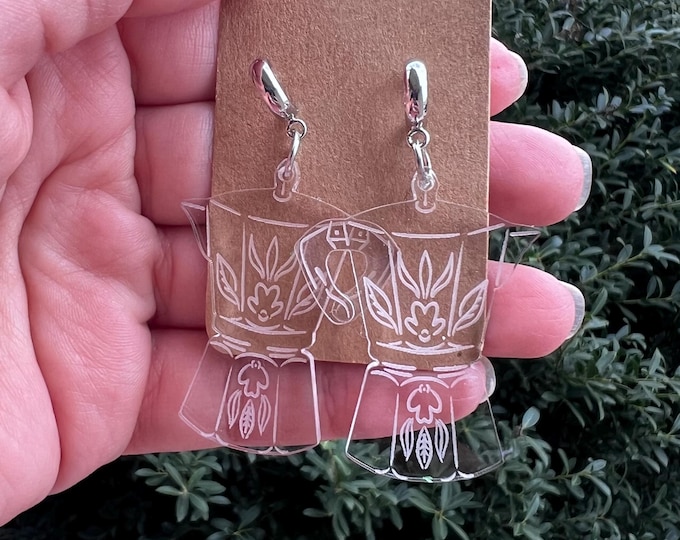 Cafetera Acrylic Earrings Gift for Her Coffee Lover Jewelry Puerto Rico Earrings Dominican Republic Theme Jewelry Handmade Acrylic Jewelry