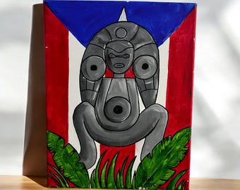 Original Acrylic Painting Puerto Rico Art Zuimaco Art Taino Indigenous Painting Original Canvas Wall Art Home Decor