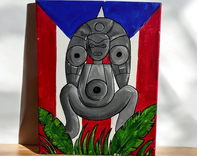 Original Acrylic Painting Puerto Rico Art Zuimaco Art Taino Indigenous Painting Original Canvas Wall Art Home Decor