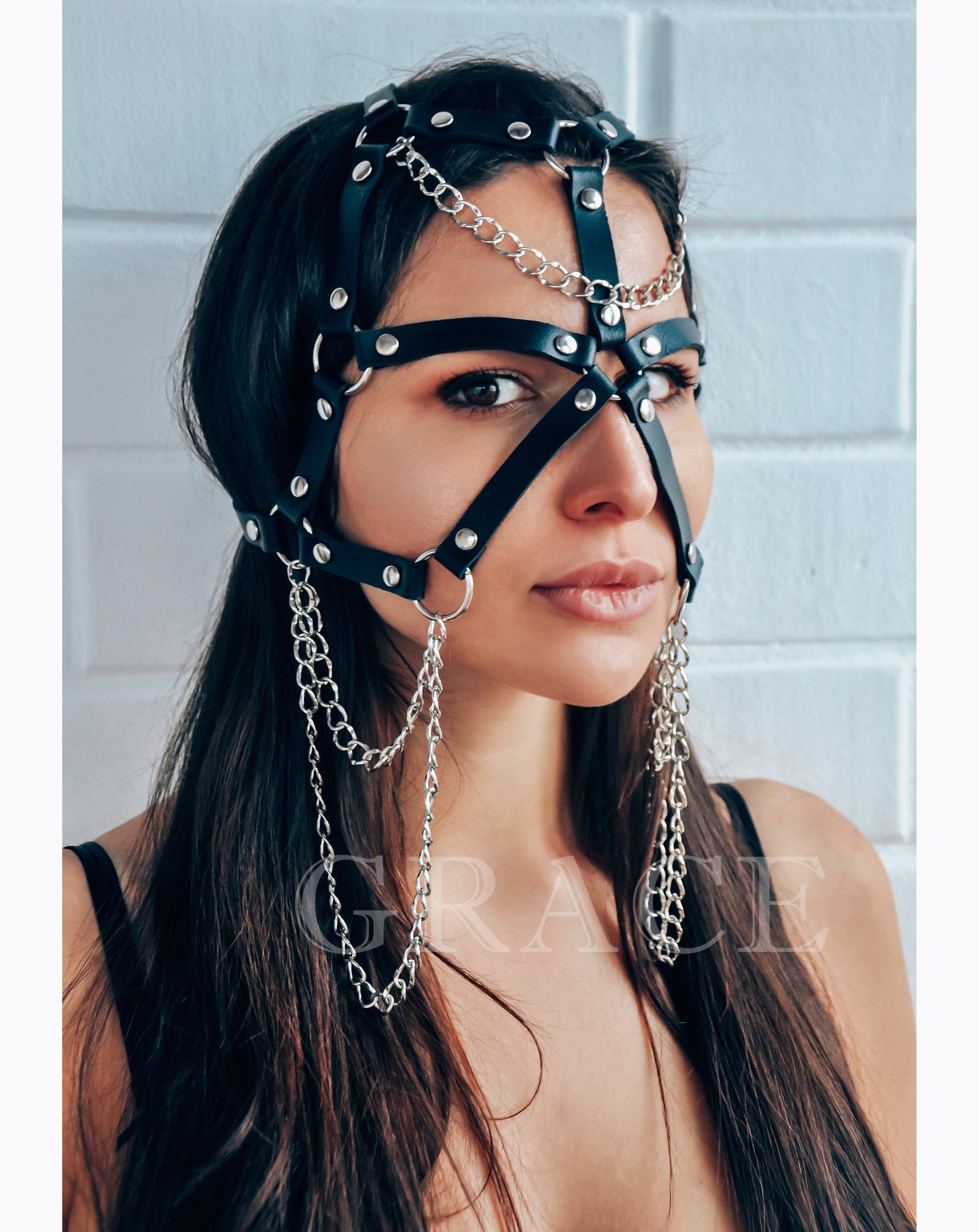 Leather Bdsm Mask for Leather Fetish Party Etsy