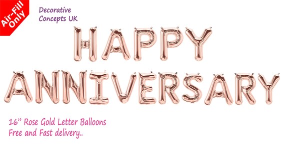 16 Rose Gold Happy Anniversary Foil Letter Balloon Etsy