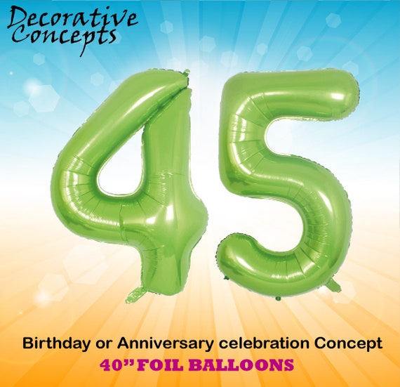 Number 45 Silver 34/" Balloon Birthday Party Decorations 45th Birthday