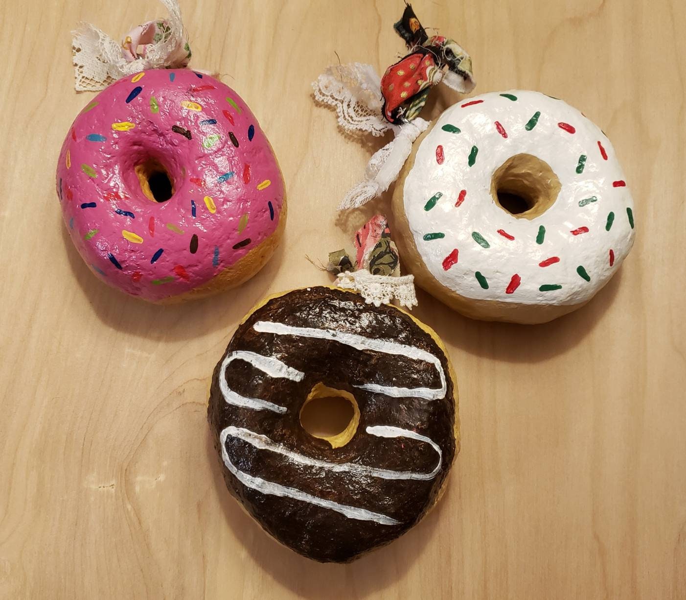Paper Mache Donut Ornaments Etsy