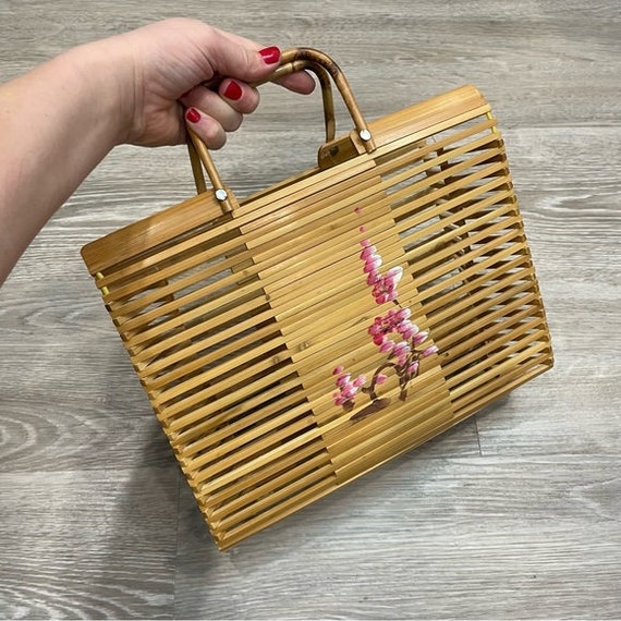 Women's Square Bamboo Bag Lady Large Tote Beach H… - image 2