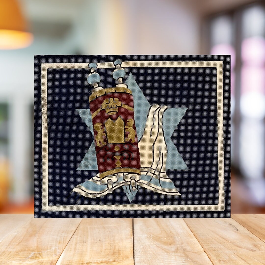 Judaic Symbols Needlepoint Tallit Bag Canvas Only Etsy