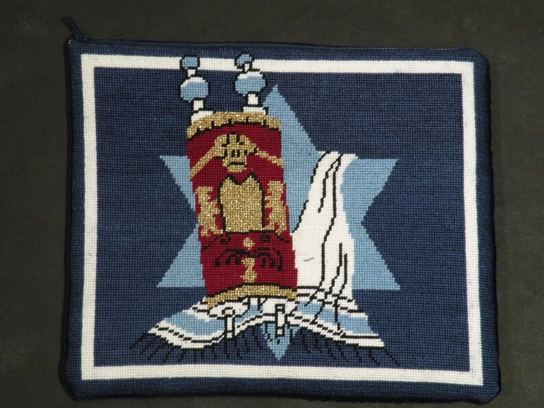 Judaic Symbols Needlepoint Tallit Bag Canvas Only Etsy