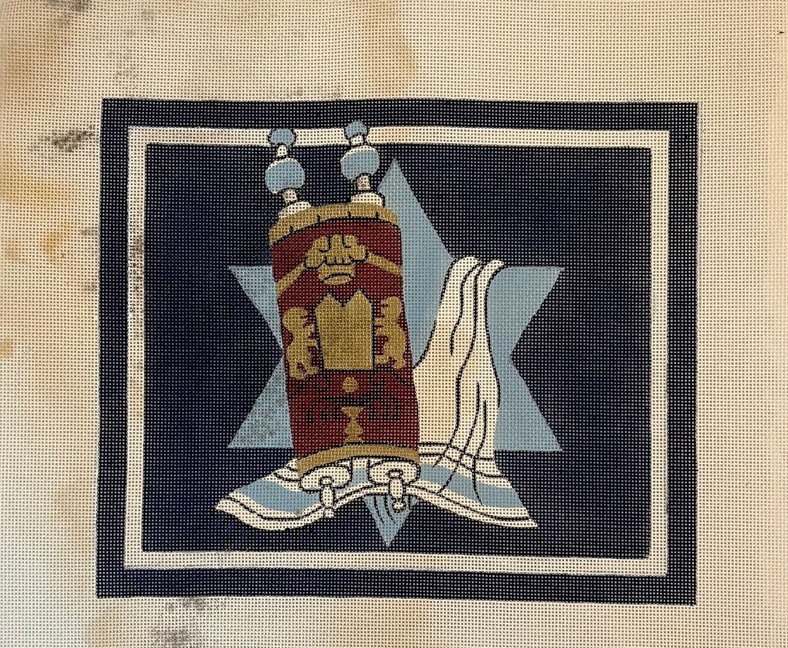 Judaic Symbols Needlepoint Tallit Bag Canvas Only Etsy