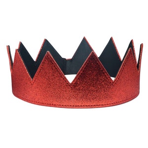 Red Glitter Crown || Unisex || Adjustable with Velcro Strap || One Size Fits All