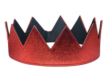 Red Glitter Crown || Unisex || Adjustable with Velcro Strap || One Size Fits All