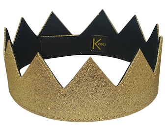 Gold Glitter Crown || Unisex || Adjustable with Velcro Strap || One Size Fits All