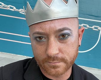 SILVER LEATHER CROWN || Unisex || Adjustable with Velcro Strap || One Size Fits All