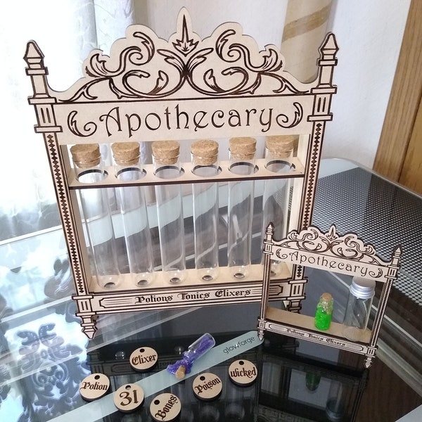 SVG File Apothecary Test Tube Cabinet & Miniature Halloween Decor Glowforge