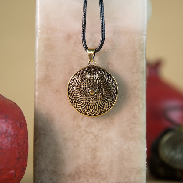 Hripsime Bronze Pendant with Armenian Ornaments, Armenian Jewelry, Ornate Pendant made in Armenia, Հռիփսիմե