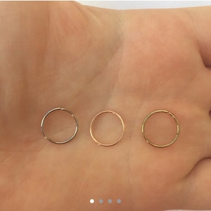 Surgical steel continuous hoops, cartilage hoop, Tragus hoop, nose ring, helix ring, gold, silver, rose gold, 6mm hoop, 8mm hoop, 10mm hoop