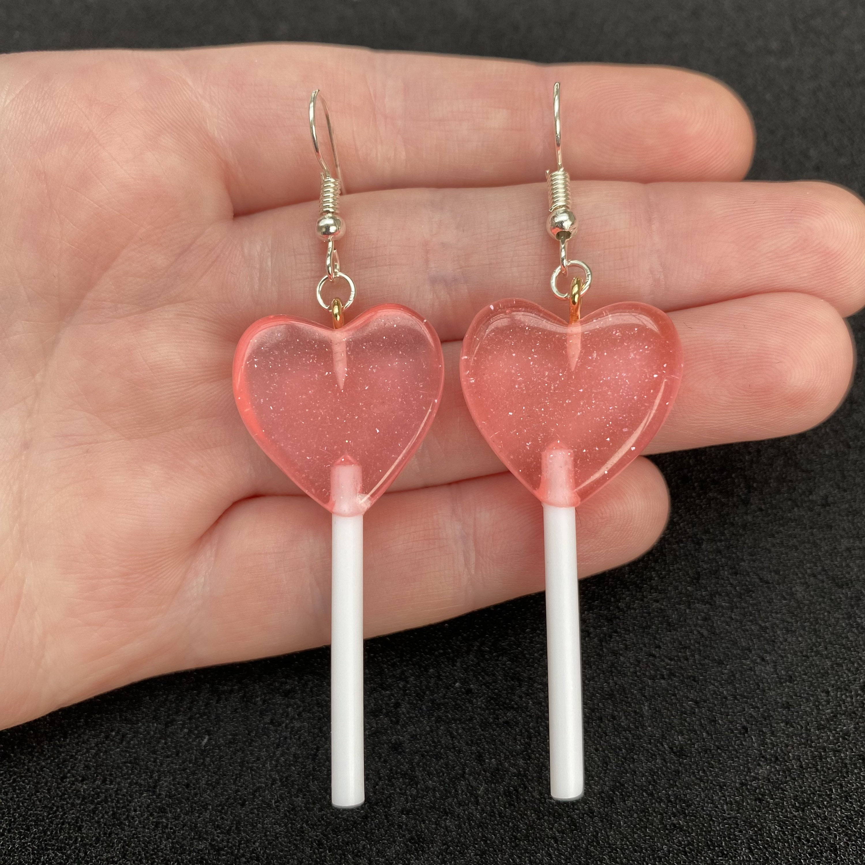 Heart lollipop earrings cheap