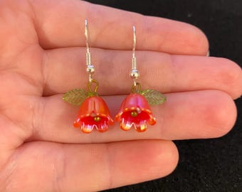Lily of the valley dangle flower earrings , 3D dangle flower earrings