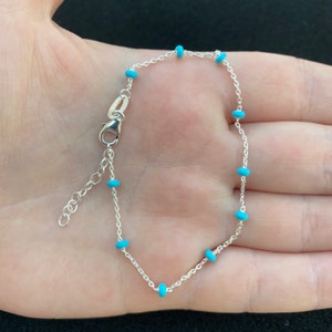 Sterling silver turquoise beaded bracelet, sterling silver turquoise beaded jewellery, sterling silver turquoise jewellery