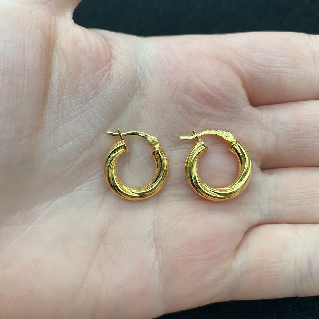 Hurleyburley Earrings Gold Chunky Twist Hoop Earrings Small Gold