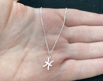 Sterling Silver Pisces Necklace: Zodiac Star Sign Jewellery